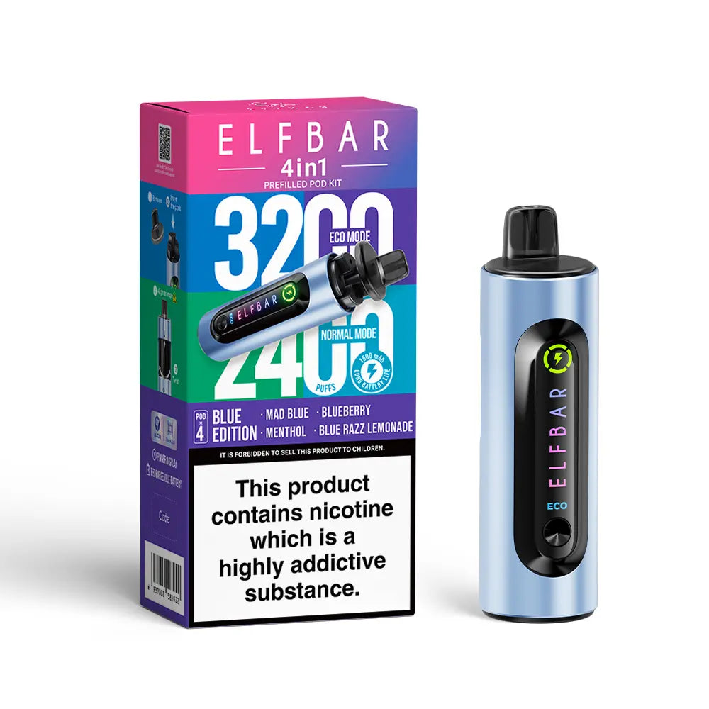 Elf Bar 4-in-1 Prefilled Pod Kit | 1500mAh Battery | Twist-to-Switch | 4 Flavours | 3200 Puffs | QUAQ Mesh Coil | Dual Modes