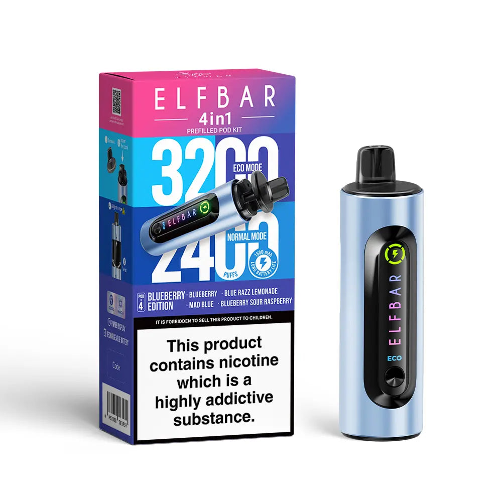 Elf Bar 4-in-1 Prefilled Pod Kit | 1500mAh Battery | Twist-to-Switch | 4 Flavours | 3200 Puffs | QUAQ Mesh Coil | Dual Modes