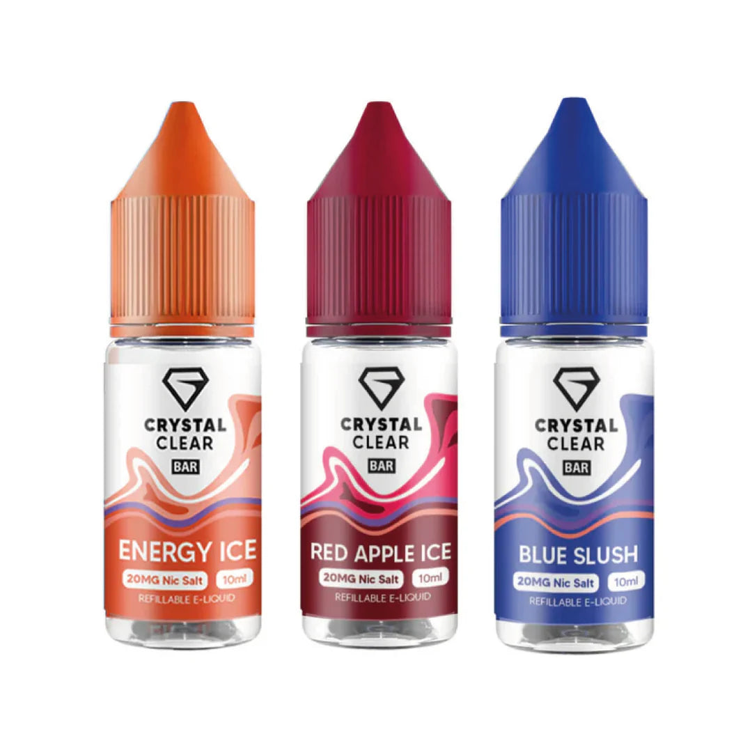 Crystal Clear Salts | 10ml Nic Salt E-Liquid | Premium Disposable Flavours | 50/50 VG/PG