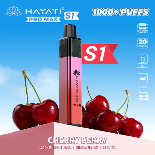 Hayati Pro Max S1 Kit | 550mAh | 1000 Puffs | 20mg | USB-C UK