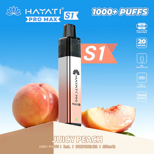 Hayati Pro Max S1 Kit | 550mAh | 1000 Puffs | 20mg | USB-C UK