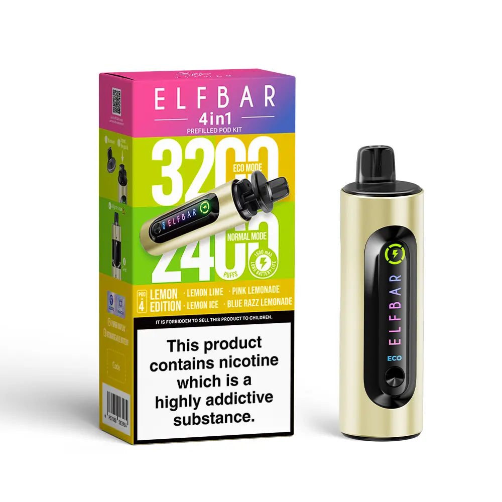 Elf Bar 4-in-1 Prefilled Pod Kit | 1500mAh Battery | Twist-to-Switch | 4 Flavours | 3200 Puffs | QUAQ Mesh Coil | Dual Modes
