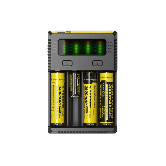 Nitecore i4 Charger | Universal 4-Bay Intelligent Battery Charger | Li-ion 18650 Ni-MH AA AAA | 1500mA Fast Charging