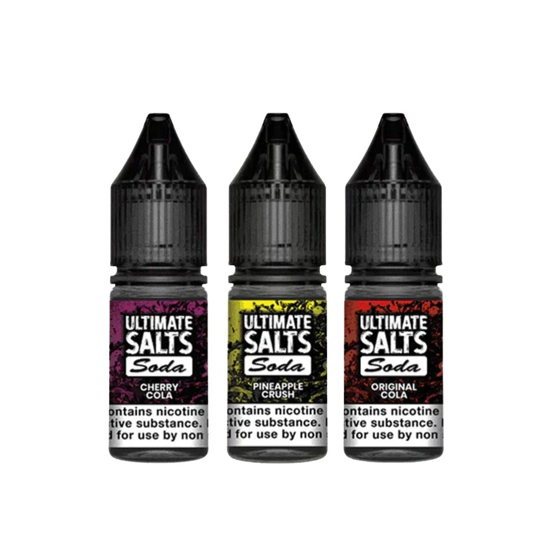Ultimate Salts Soda 10ml Nicotine Salt E-Liquid | Fizzy Cola Flavours 10mg 20mg | Cherry Cola Original Cola Lemon Lime