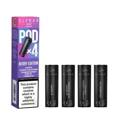 Elf Bar 4-in-1 Prefilled Pods | QUAQ Mesh Coil Technology | 16+ Flavour Editions | 2ml 20mg Nic Salt