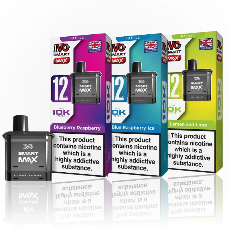 IVG Smart Max 12K Prefilled Pods | Replacement Refill Pods | 30+ Flavours | 10000 Puffs | 20mg Mesh Coil