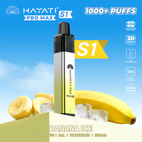 Hayati Pro Max S1 Kit | 550mAh | 1000 Puffs | 20mg | USB-C UK