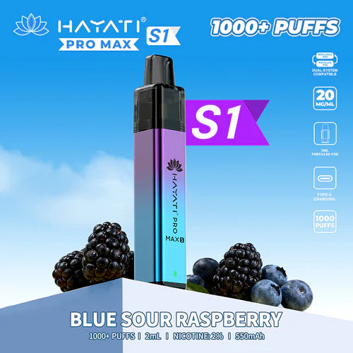 Hayati Pro Max S1 Kit | 550mAh | 1000 Puffs | 20mg | USB-C UK