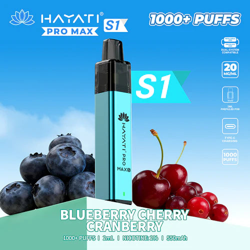 Hayati Pro Max S1 Kit | 550mAh | 1000 Puffs | 20mg | USB-C UK