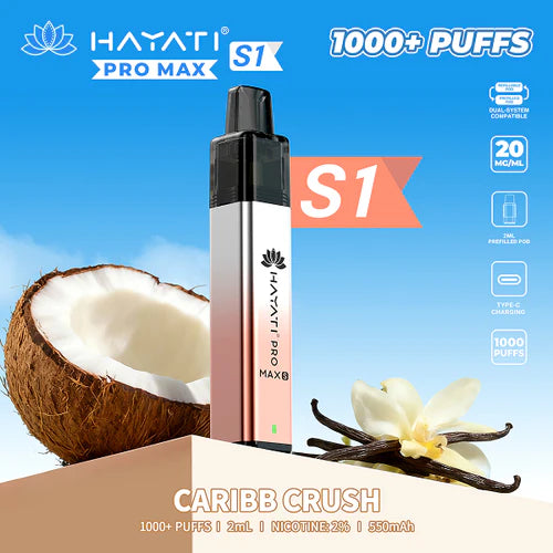 Hayati Pro Max S1 Kit | 550mAh | 1000 Puffs | 20mg | USB-C UK