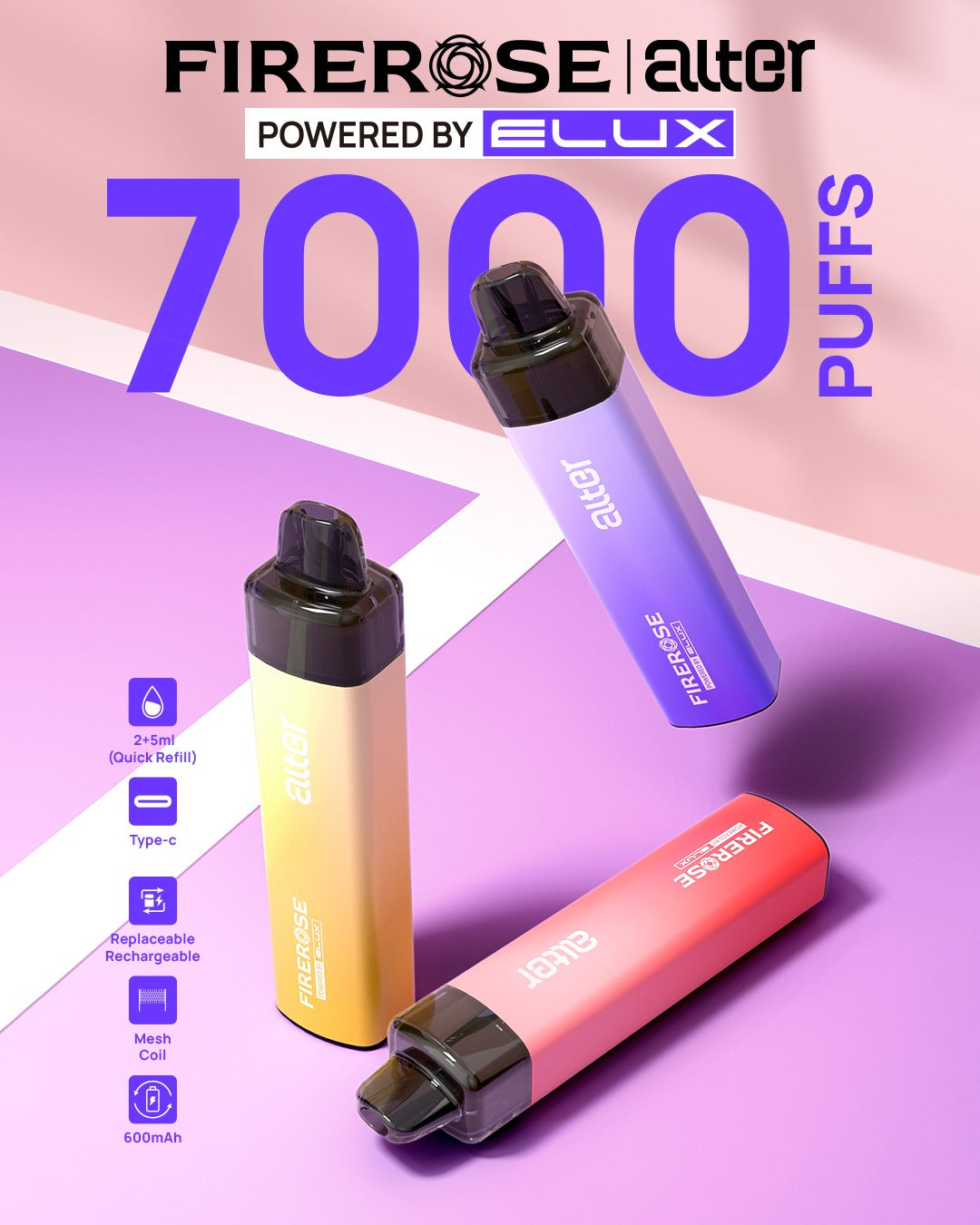 Elux Firerose Alter 7000 Puffs Prefilled Vape Kit