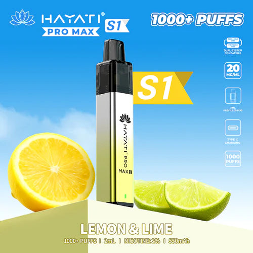 Hayati Pro Max S1 Kit | 550mAh | 1000 Puffs | 20mg | USB-C UK