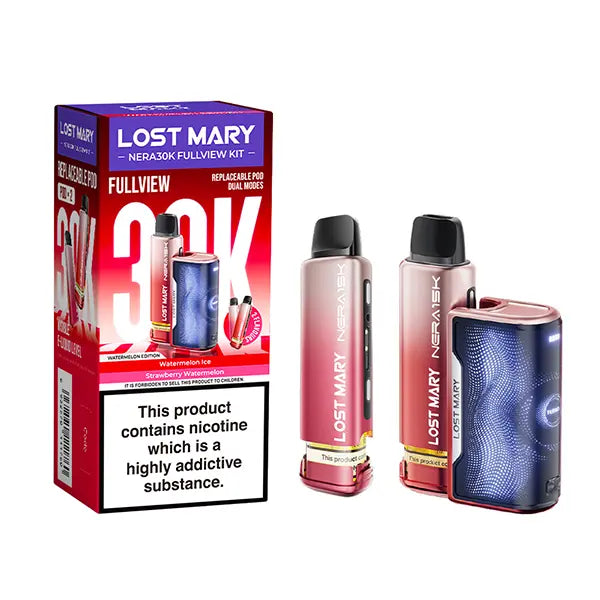Lost Mary Nera 30K Fullview Prefilled Pod Kit with curved LED display and auto-refill system