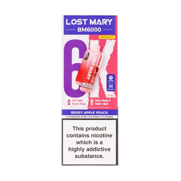 Lost Mary BM6000: Premium 6000 Puff Rechargeable Experience - Berry Apple Peach