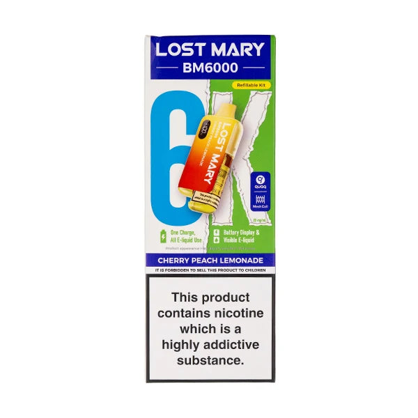 Lost Mary BM6000: Premium 6000 Puff Rechargeable Experience - Cherry Peach Lemonade