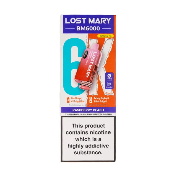 Lost Mary BM6000: Premium 6000 Puff Rechargeable Experience - Raspberry Peach