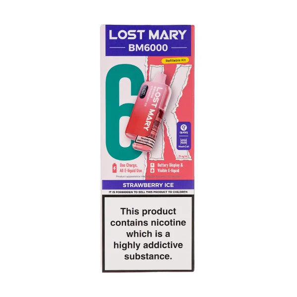 Lost Mary BM6000: Premium 6000 Puff Rechargeable Experience - Strawberry Ice