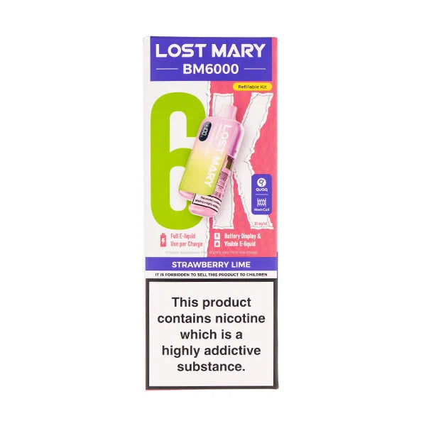 Lost Mary BM6000: Premium 6000 Puff Rechargeable Experience - Strawberry Lime