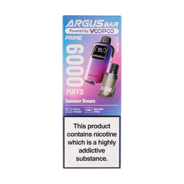 VooPoo Argus Bar Prime 6000 Puff Disposable Vape Kit | 20mg Nic Salt
