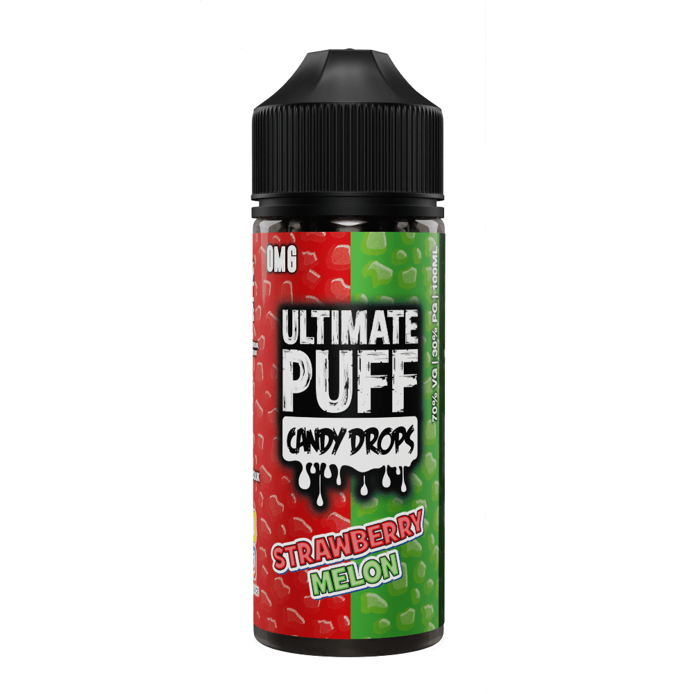 Ultimate Puff Candy Drops E-Liquid 100ml bottle showing premium UK-made candy shortfill with sweet confectionery flavours