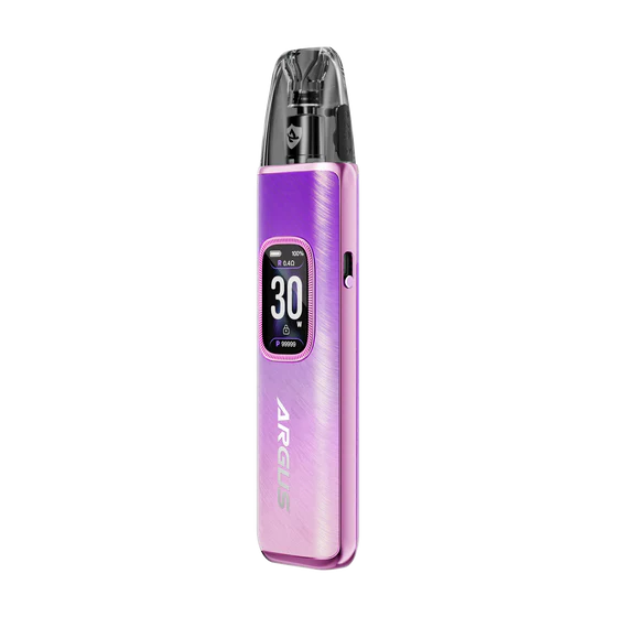 Voopoo Argus G3 Pod Kit in Aurora Purple showing premium diamond-cut design with 1500mAh battery and iCOSM CODE 2.0 technology